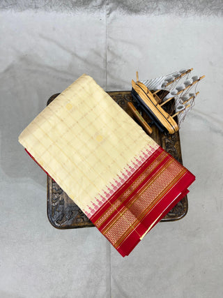 Narayanpet Pure Silk Saree with temple border