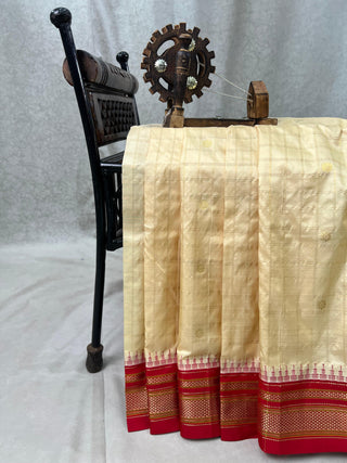 Narayanpet Pure Silk Saree with temple border