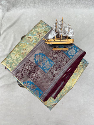 KANCHIPURAM PURE SILK MEENAKARI TISSUE SAREE