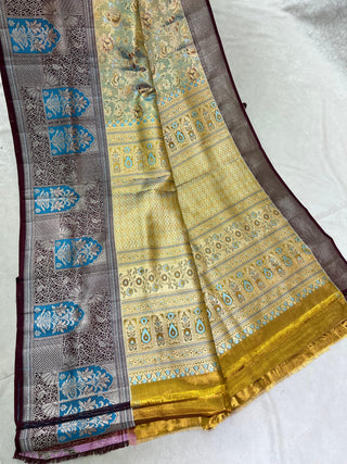 KANCHIPURAM PURE SILK MEENAKARI TISSUE SAREE