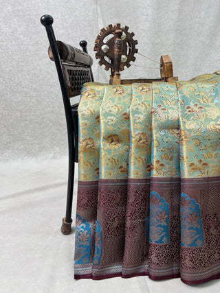 KANCHIPURAM PURE SILK MEENAKARI TISSUE SAREE