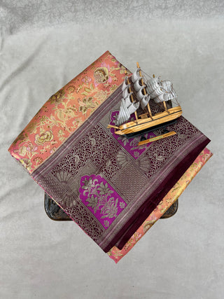 KANCHIPURAM PURE SILK MEENAKARI TISSUE SAREE