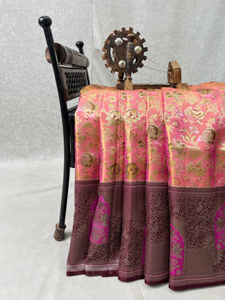 KANCHIPURAM PURE SILK MEENAKARI TISSUE SAREE