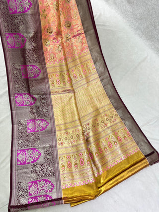 KANCHIPURAM PURE SILK MEENAKARI TISSUE SAREE