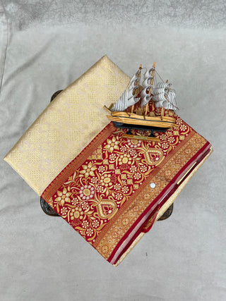 KANCHIPURAM PURE SILK MEENAKARI TISSUE SAREE