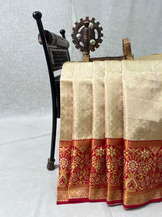 KANCHIPURAM PURE SILK MEENAKARI TISSUE SAREE