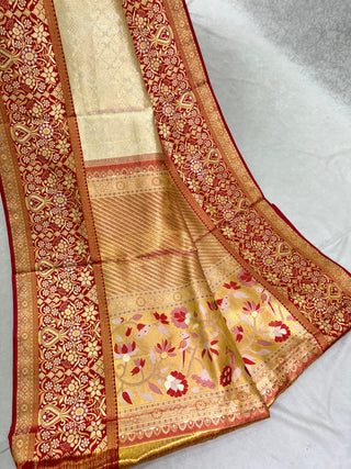 KANCHIPURAM PURE SILK MEENAKARI TISSUE SAREE