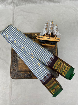 GADWAL HANDLOOM PURE SILK WITH TEMPLE BORDER