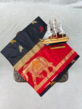 NARAYANPET PURE SILK GAP BORDER SAREE
