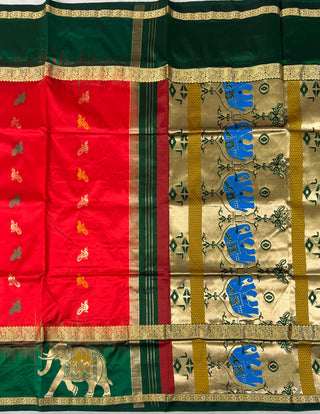 NARAYANPET PURE SILK GAP BORDER SAREE