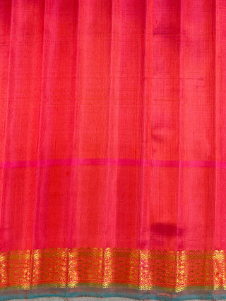 GADWAL PURE SILK GAP BORDER MEENA BUTTA HANDLOOM SAREE