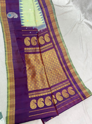 GADWAL PURE SILK GAP BORDER MEENA BUTTA HANDLOOM SAREE