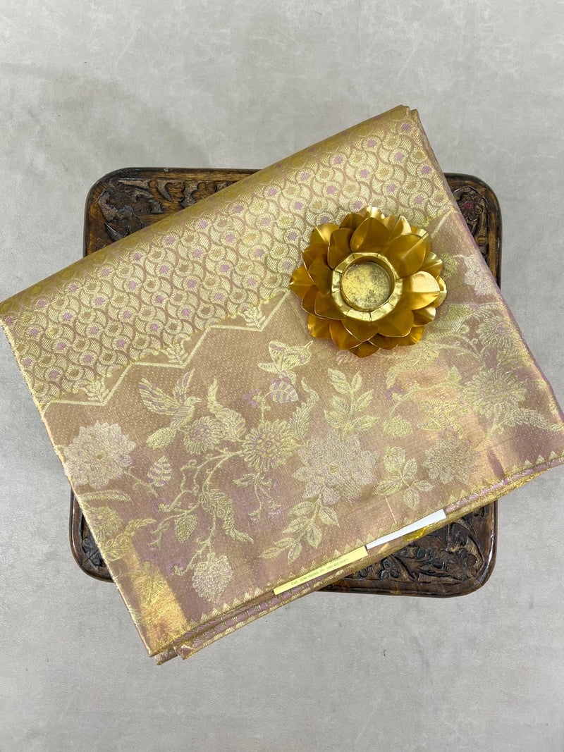 KANCHIPURAM PURE SILK TISSUE BROCADE SELF SAREE