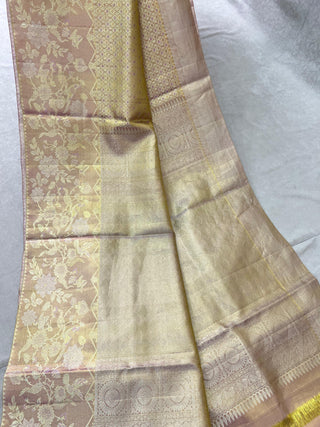 KANCHIPURAM PURE SILK TISSUE BROCADE SELF SAREE