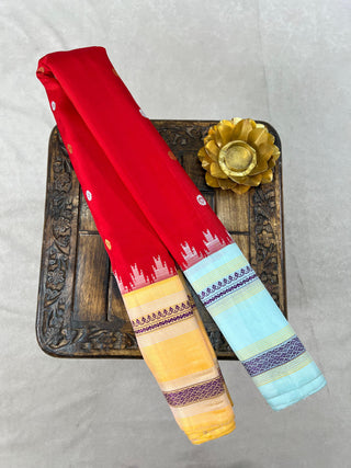 GADWAL PURE SILK GANGA JAMUNA GAP BORDER SAREE
