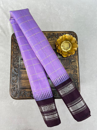 GADWAL PURE SILK SILVER ZARI GAP BORDER SAREE