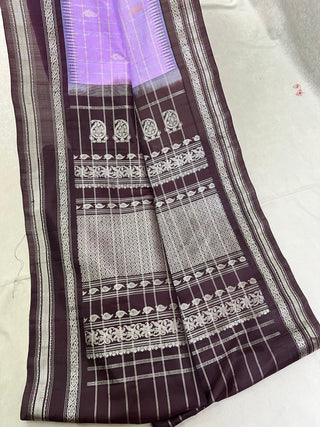 GADWAL PURE SILK SILVER ZARI GAP BORDER SAREE