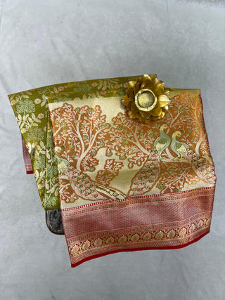 KANCHIPURAM PURE SILK TISSUE MEENA SAREE