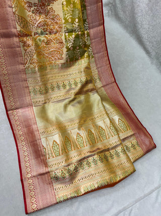 KANCHIPURAM PURE SILK TISSUE MEENA SAREE