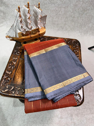 PURE KANCHIPURAM SAREES WITH GAP BORDER