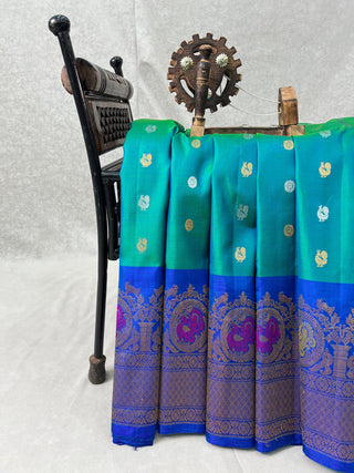 GADWAL PURE SILK HANDLOOM SAREE WITH MAHARANI MEENAKARI BORDER