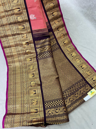 GADWAL PURE SILK HANDLOOM CHECKS BUTTA SAREE