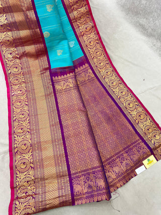 GADWAL PURE SILK HANDLOOM CHECKS BUTTA SAREE