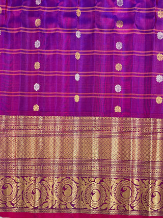 GADWAL PURE SILK HANDLOOM CHECKS BUTTA SAREE