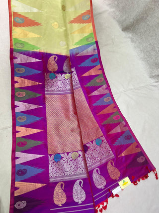 GADWAL PURE SILK TEMPLE BORDER HANDLOOM SAREE