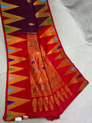 GADWAL PURE SILK TEMPLE BORDER HANDLOOM SAREE
