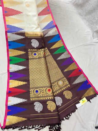 GADWAL PURE SILK TEMPLE BORDER HANDLOOM SAREE