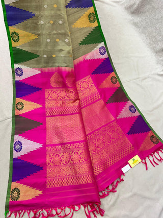 GADWAL PURE SILK TEMPLE BORDER HANDLOOM SAREE