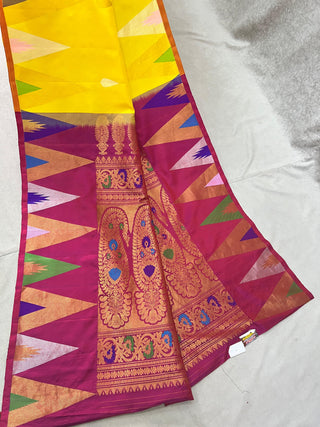 GADWAL PURE SILK TEMPLE BORDER HANDLOOM SAREE