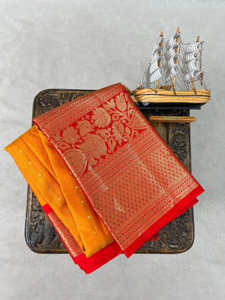 KANCHIPURAM PURE SILK CHECKS BUTTA SAREE