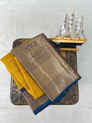 KANCHIPURAM PURE SILK CHECKS BUTTA SAREE