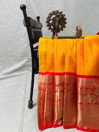 KANCHIPURAM PURE SILK CHECKS BUTTA SAREE