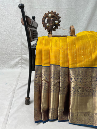 KANCHIPURAM PURE SILK CHECKS BUTTA SAREE