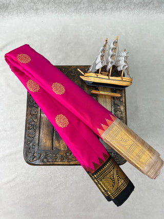 GADWAL PURE SILK HANDLOOM SAREE WITH GANGA JAMUNA BORDER