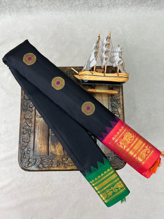 GADWAL PURE SILK HANDLOOM SAREE WITH GANGA JAMUNA BORDER
