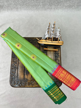 GADWAL PURE SILK HANDLOOM SAREE WITH GANGA JAMUNA BORDER