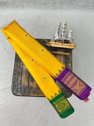 GADWAL PURE SILK HANDLOOM SAREE WITH GANGA JAMUNA BORDER