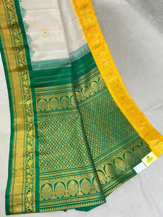 GADWAL PURE SILK HANDLOOM SAREE WITH GANGA JAMUNA BORDER