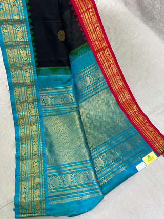 GADWAL PURE SILK HANDLOOM SAREE WITH GANGA JAMUNA BORDER