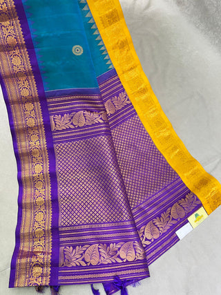 GADWAL PURE SILK HANDLOOM SAREE WITH GANGA JAMUNA BORDER