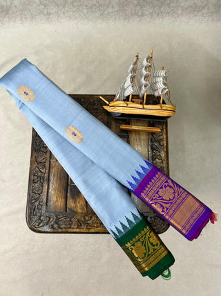 GADWAL PURE SILK HANDLOOM SAREE WITH GANGA JAMUNA BORDER