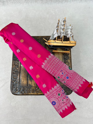 GADWAL PURE SILK HANDLOOM SAREE WITH MAHARANI TURNING BORDER
