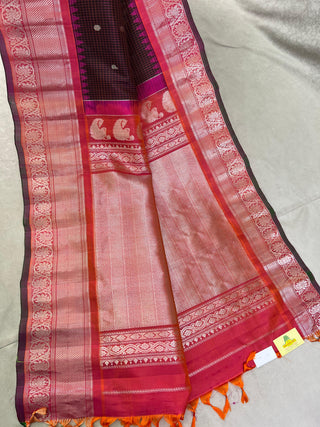 GADWAL PURE SILK CHECKS BUTTA SAREE