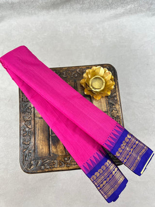 GADWAL PURE COTTON TEMPLE BORDER HANDLOOM SAREE