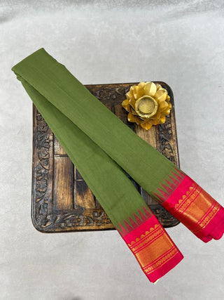 GADWAL PURE COTTON TEMPLE BORDER HANDLOOM SAREE