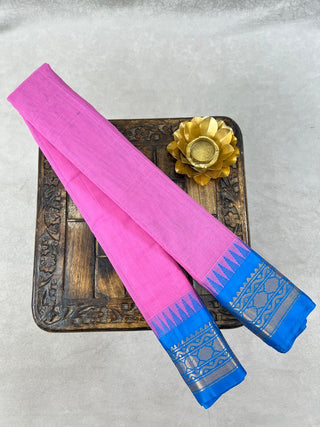 GADWAL PURE COTTON TEMPLE BORDER HANDLOOM SAREE